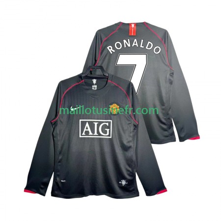 Maillot de Foot Manchester United Critstiano Ronaldo 7 2007 2008 Extérieur Retro Manches Longues